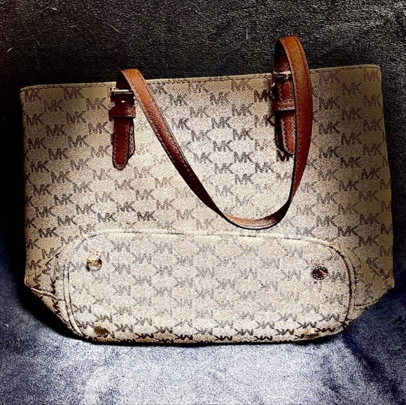 Michael Kors Authentic Beige/Brown Tote - Picture 3 of 4